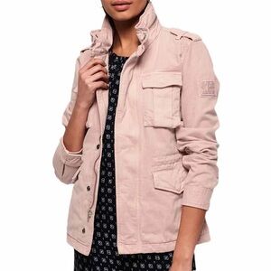 Superdry Camari Rookie 4 Pockets Pink Sandy Rose Utility Parka Jacket size 10